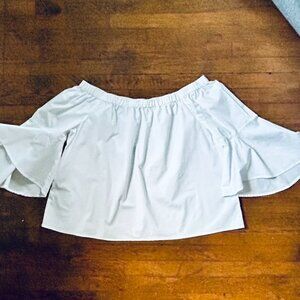 Lane Bryant Off the Shoulder Top with Flared Sleeves in White Size 18/20 (NWOT)